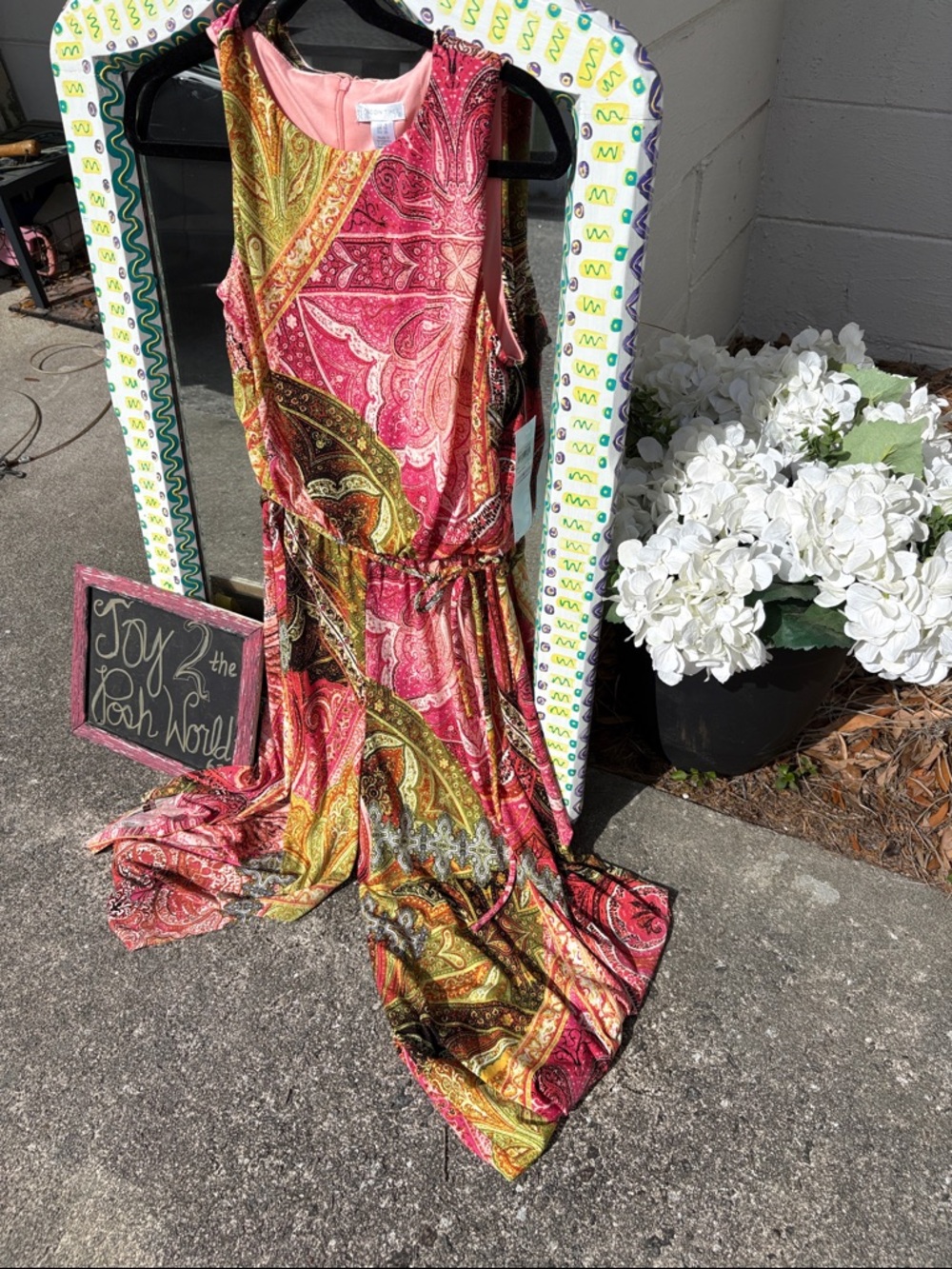 Sleeveless Paisley Print Jumpsuit in Pink & Gold nwt London Times